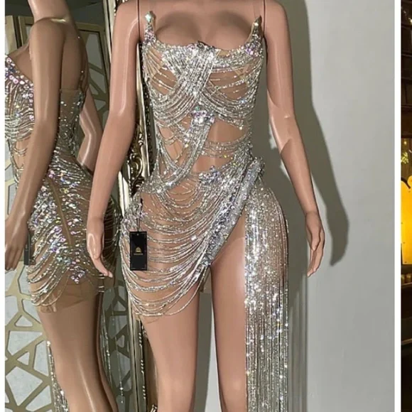 casual glitter dress Hollow Out Backless Women Sequins Dress Round Neck Long Sleeve Female Mini  Dress Patchwork Streetwear Casual Dress Autumn Winter main image 0